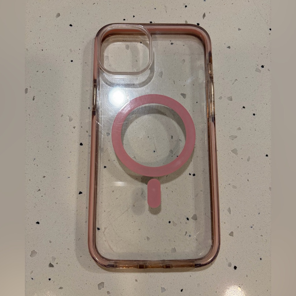 iPhone 15 plus Transparent Pink Phone Case